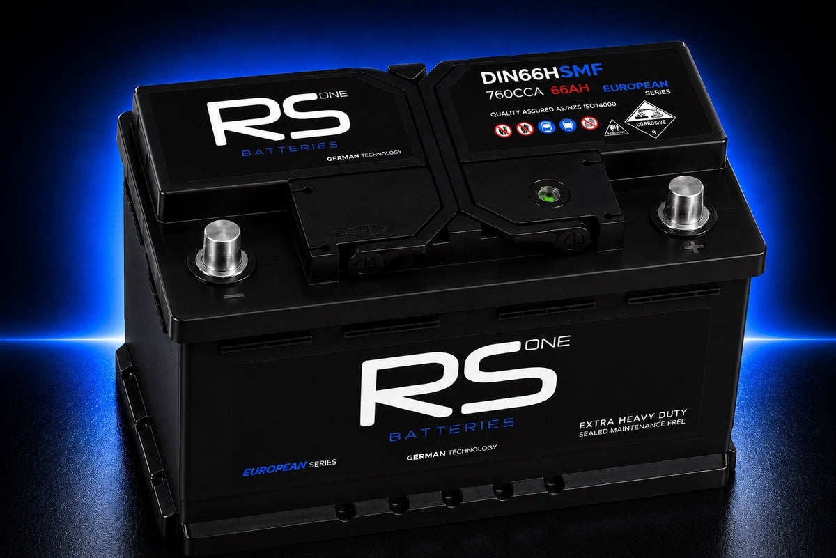RS ONE DIN66H European Series Starting Battery – 760CCA 66Ah SMF